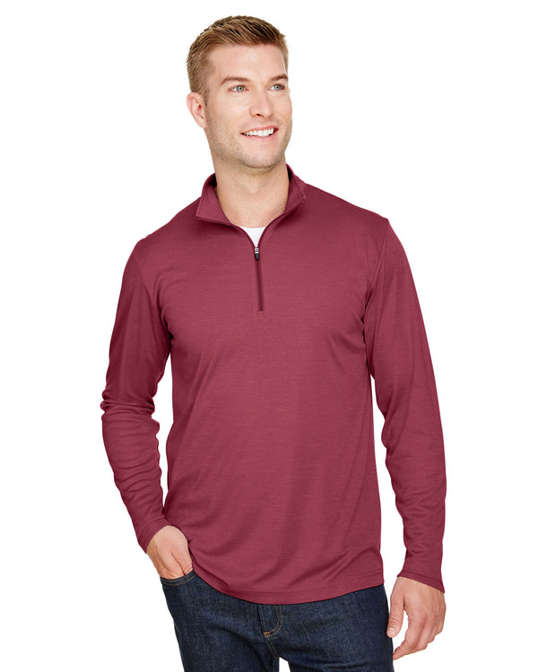 mens zone sonic heather performance quarter zip SP MAROON HTHR