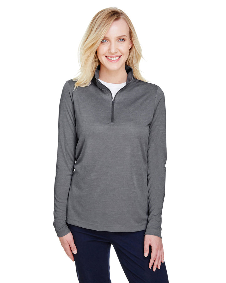 ladies zone sonic heather performance quarter zip DK GREY HEATHER