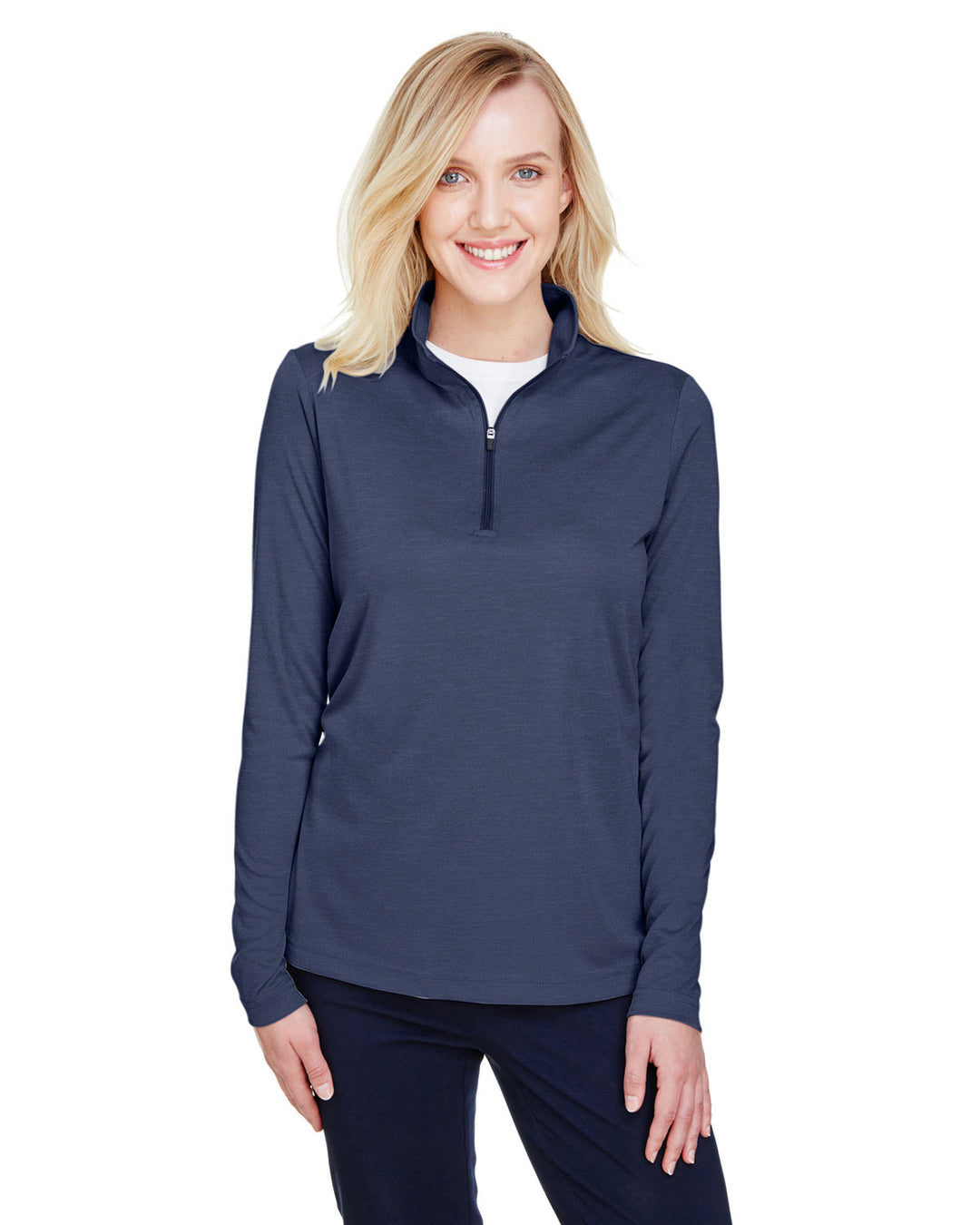 ladies zone sonic heather performance quarter zip SP DRK NVY HTH