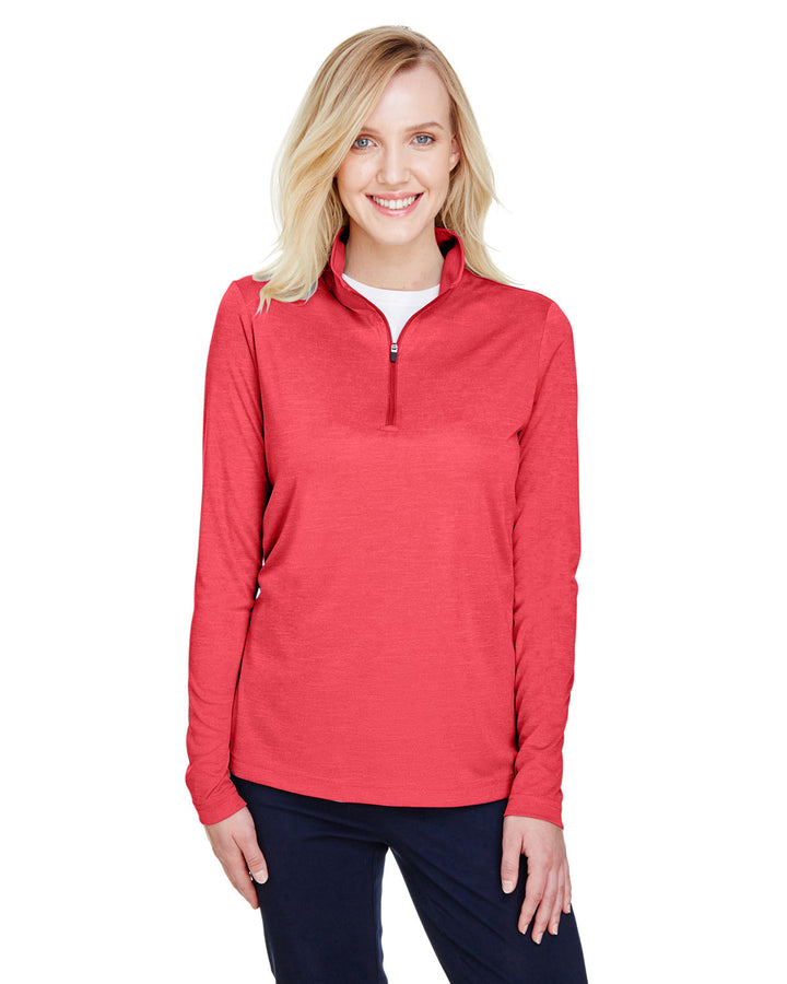 ladies zone sonic heather performance quarter zip SP RED HEATHER