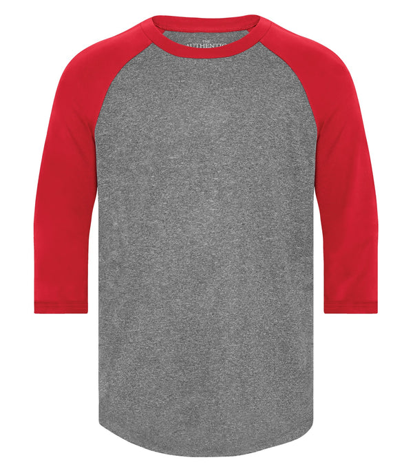 Charcoal Heather/True Red Youth Baseball Shirt
