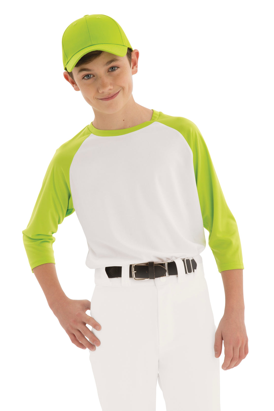 White/Lime Shock Youth Baseball Shirt